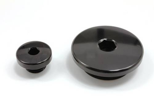 WORKS - ENGINE PLUGS BLACK ENGINE PLUGS KX250F '04-10 BLK - Image 1