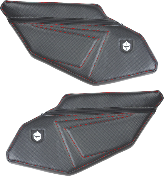 PRO ARMOR - STOCK REAR DOOR KNEE PADS WITH STORAGE RED STITCHING POL - Image 1