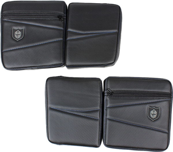 PRO ARMOR - REAR DOOR KNEE PADS WITH STORAGE BLUE STITCHING - Image 1