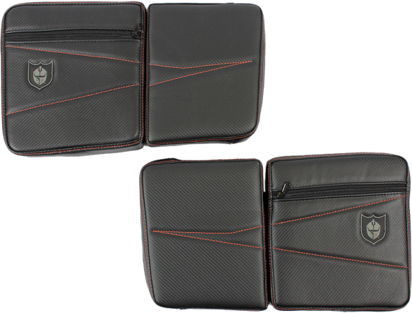 PRO ARMOR - REAR DOOR KNEE PADS WITH STORAGE ORANGE STITCHING - Image 1