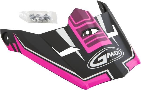 GMAX - VISOR W/SCREWS UNCLE MX-46Y MATTE BLACK/PINK YS-YL - Image 1