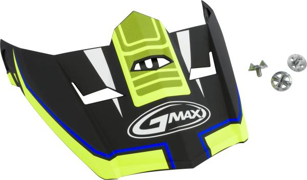 GMAX - VISOR W/SCREWS UNCLE MX-46 MATTE BLK/HI-VIS YLW/BLUE XS-S - Image 1