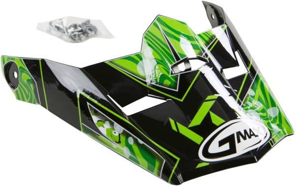 GMAX - VISOR W/SCREWS HOOPER MX-46Y BLACK/GREEN YS-YL - Image 1