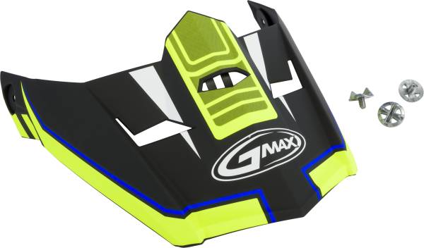 GMAX - VISOR W/SCREWS UNCLE MX-46 MATTE BLK/HI-VIS YLW/BLUE M-3X - Image 1