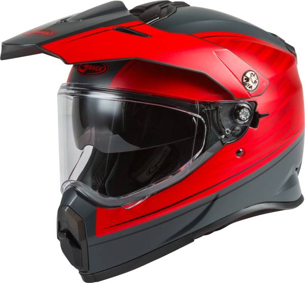 GMAX - YOUTH AT-21Y ADVENTURE RALEY HELMET MATTE GREY/RED YL - Image 1