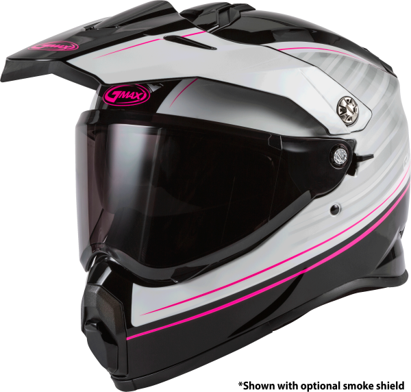 GMAX - AT-21 ADVENTURE RALEY HELMET BLACK/WHITE/PINK LG - Image 1