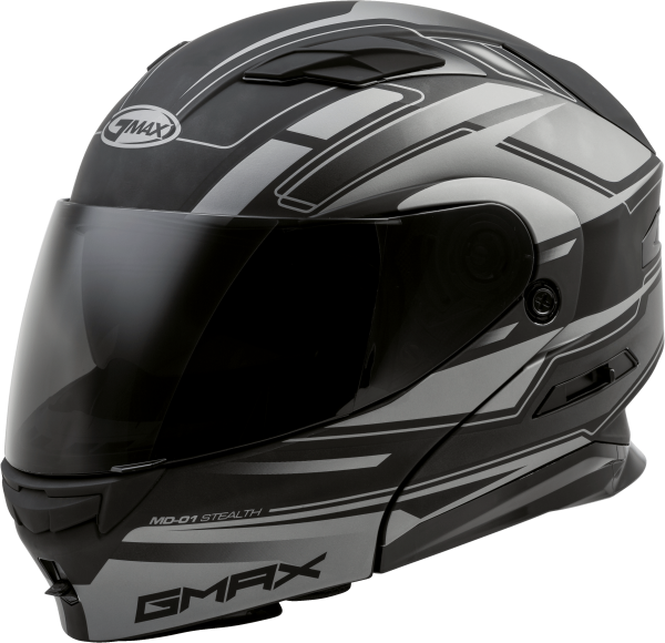 GMAX - MD-01 MODULAR STEALTH HELMET MATTE BLACK/SILVER 2X - Image 1