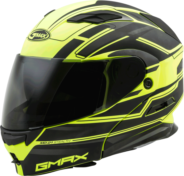 GMAX - MD-01 MODULAR STEALTH HELMET MATTE BLACK/HI-VIS YELLOW 2X - Image 1