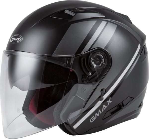 GMAX - OF-77 OPEN-FACE REFORM HELMET MATTE BLACK/SILVER 2X - Image 1