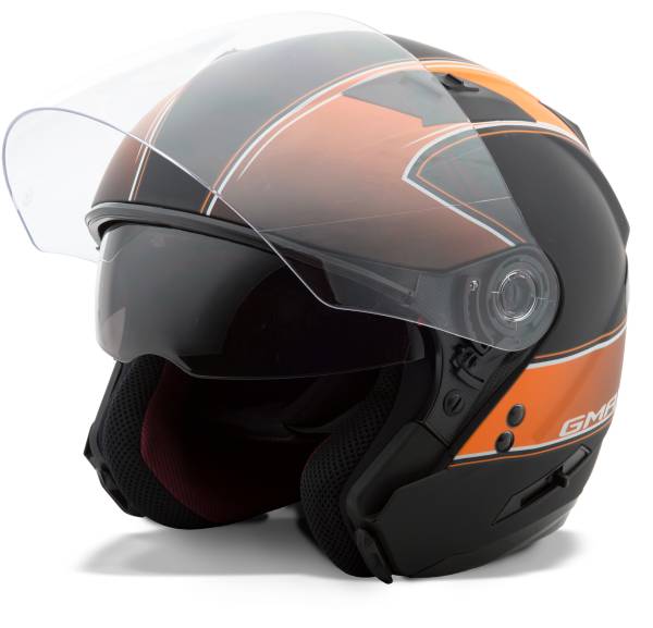 GMAX - OF-77 OPEN-FACE CLASSIC HELMET MATTE BLACK/ORANGE 2X - Image 1