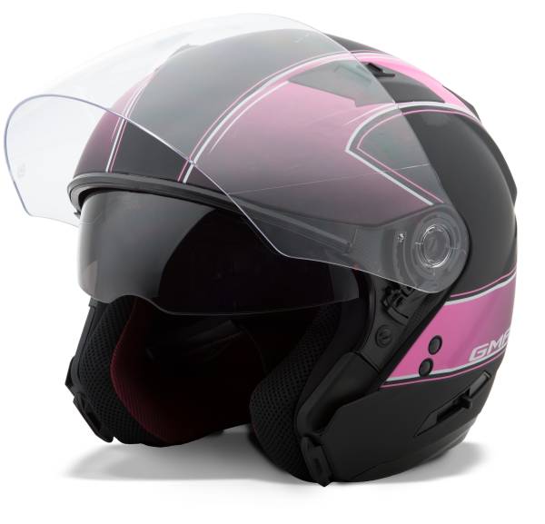 GMAX - OF-77 OPEN-FACE CLASSIC HELMET MATTE BLACK/PINK LG - Image 1