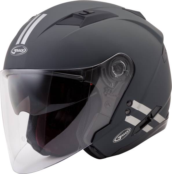 GMAX - OF-77 OPEN-FACE DOWNEY HELMET MATTE GREY/SILVER 2X - Image 1