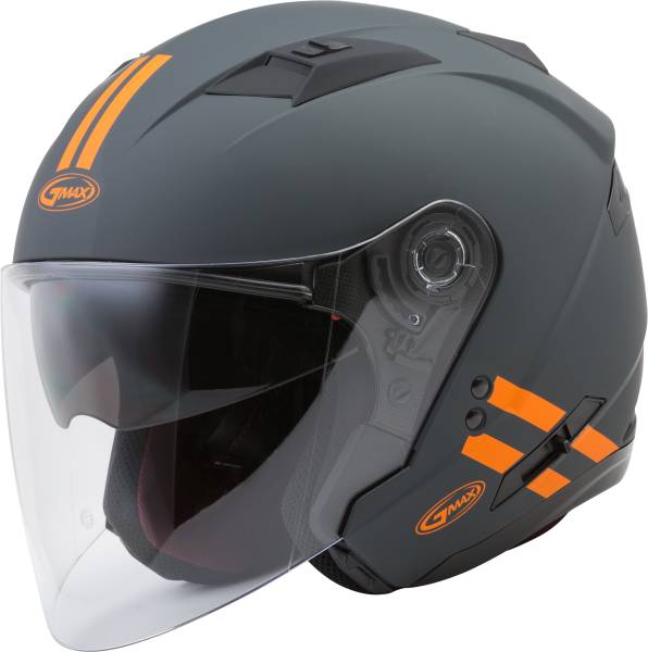 GMAX - OF-77 OPEN-FACE DOWNEY HELMET MATTE GREY/ORANGE XS - Image 1