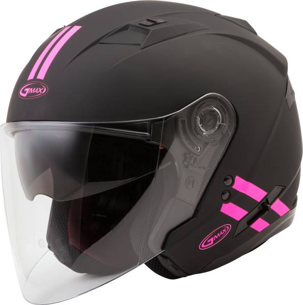 GMAX - OF-77 OPEN-FACE DOWNEY HELMET MATTE BLACK/PINK LG - Image 1