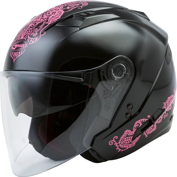 GMAX - OF-77 OPEN-FACE ETERNAL HELMET BLACK/PINK LG - Image 1