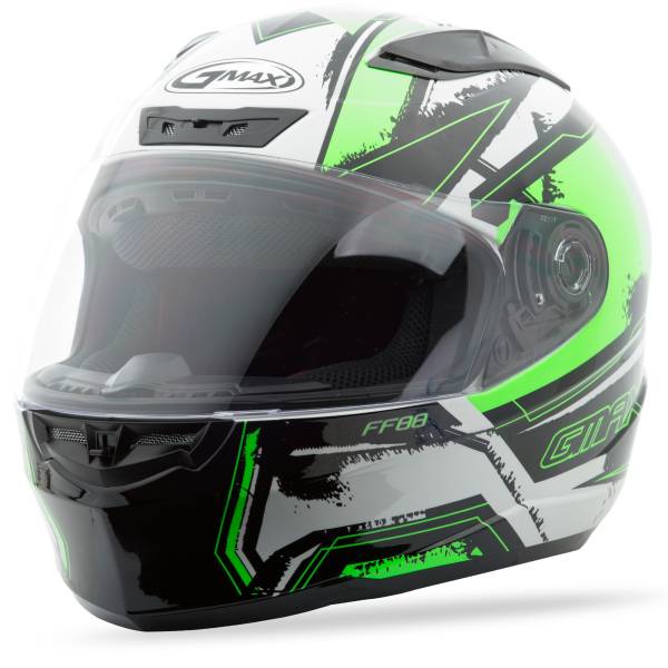 GMAX - FF-88 FULL-FACE X-STAR HELMET WHITE/HI-VIS GREEN XS - Image 1