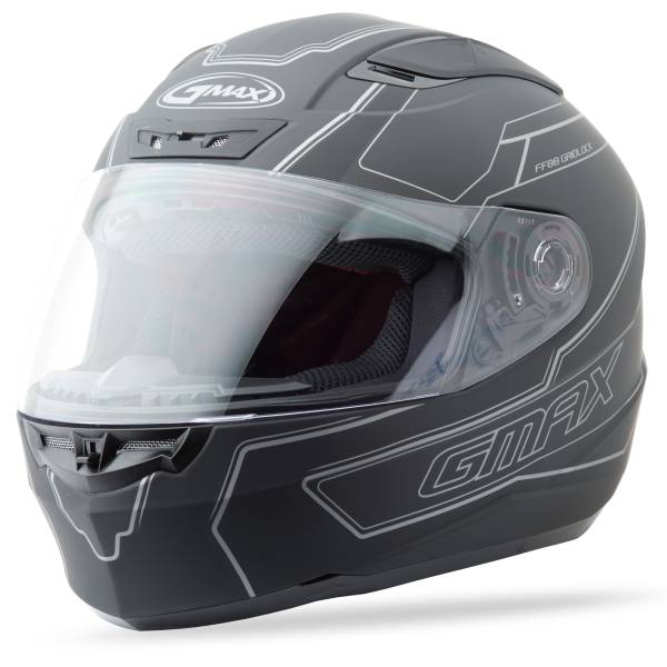 GMAX - FF-88 FULL-FACE DERK HELMET MATTE BLACK/SILVER 2X - Image 1