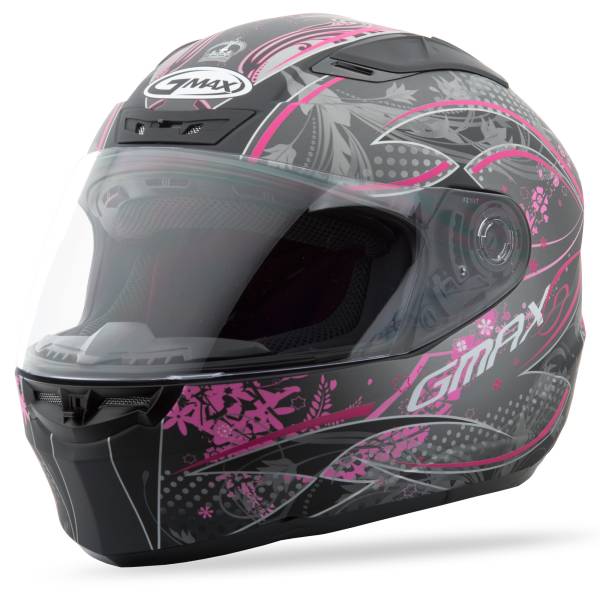 GMAX - FF-88 FULL-FACE VERSAILLES HELMET MATTE BLACK/PINK LG - Image 1