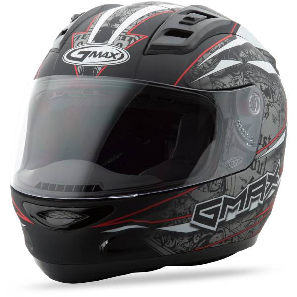 GMAX - GM-69 FULL-FACE MAYHEM HELMET MATTE BLACK/SILVER/RED 3X - Image 1