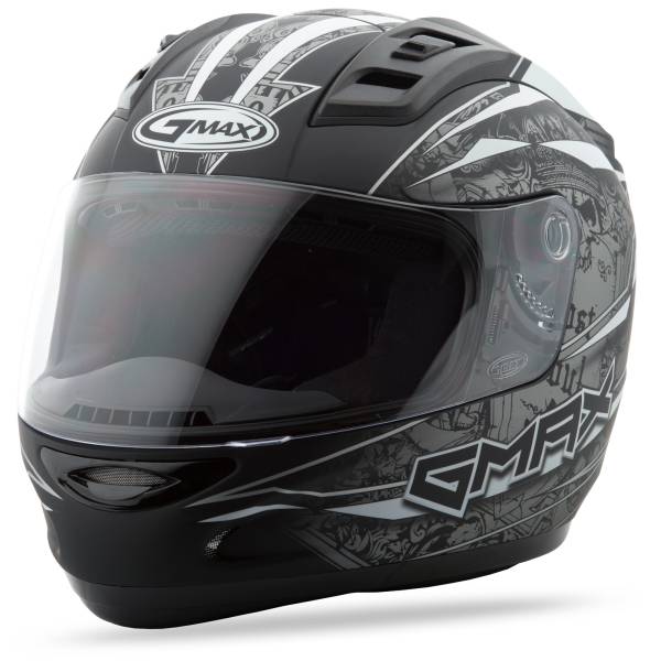 GMAX - GM-69 FULL-FACE MAYHEM HELMET MATTE BLACK/SILVER/WHITE MD - Image 1