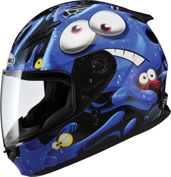 GMAX - GM-49Y FULL FACE HELMET SLIMED BLACK/BLUE YL - Image 1