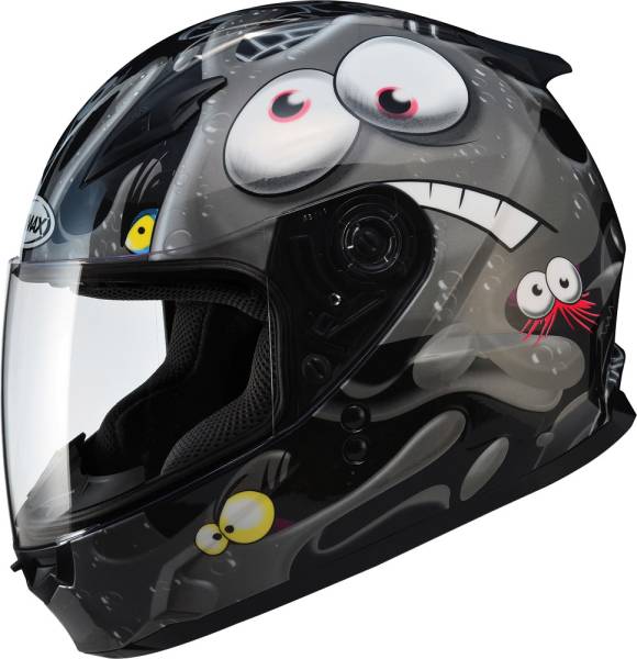 GMAX - GM-49Y FULL FACE HELMET SLIMED BLACK/SILVER YL - Image 1