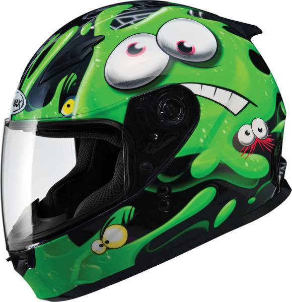 GMAX - GM-49Y FULL FACE HELMET SLIMED BLACK/GREEN YL - Image 1