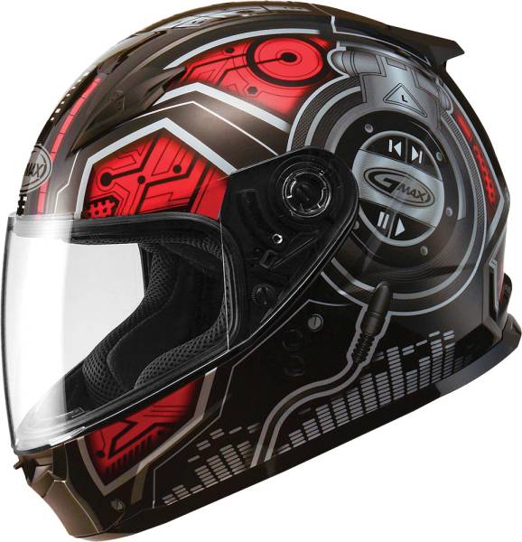 GMAX - GM-49Y FULL FACE HELMET DJ BLACK/RED YM - Image 1