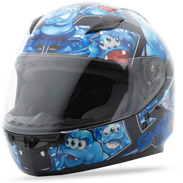 GMAX - GM-49Y FULL FACE HELMET ATTACK BLACK/BLUE YL - Image 1