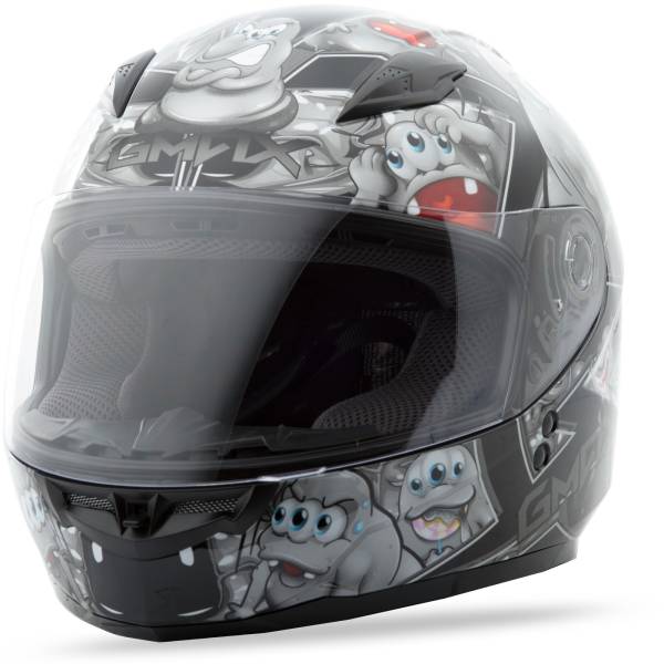 GMAX - GM-49Y FULL FACE HELMET ATTACK BLACK/SILVER YL - Image 1