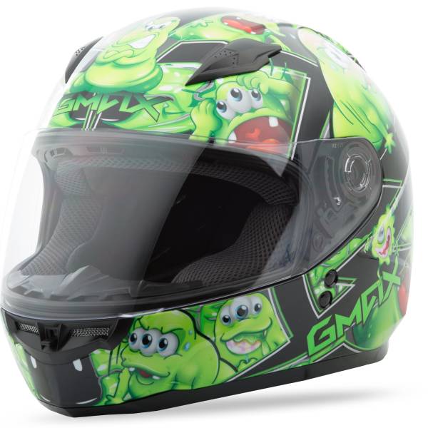 GMAX - GM-49Y FULL FACE HELMET ATTACK BLACK/GREEN YL - Image 1