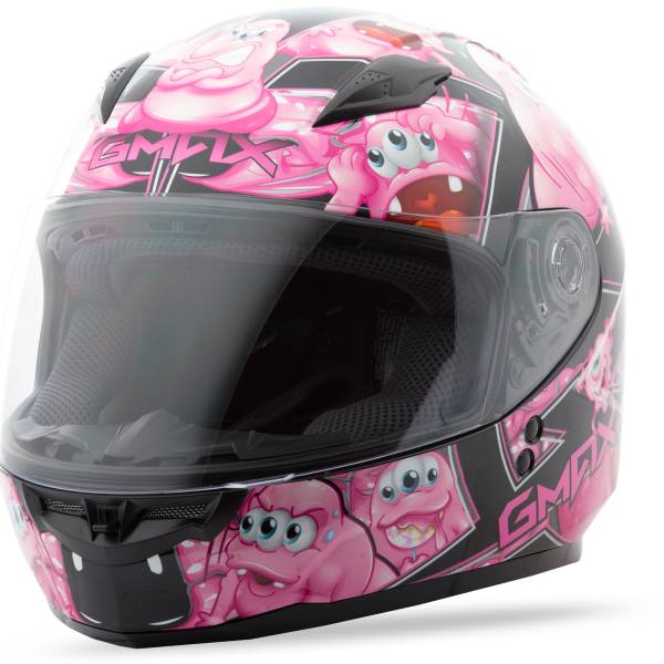 GMAX - GM-49Y FULL FACE HELMET ATTACK BLACK/PINK YL - Image 1