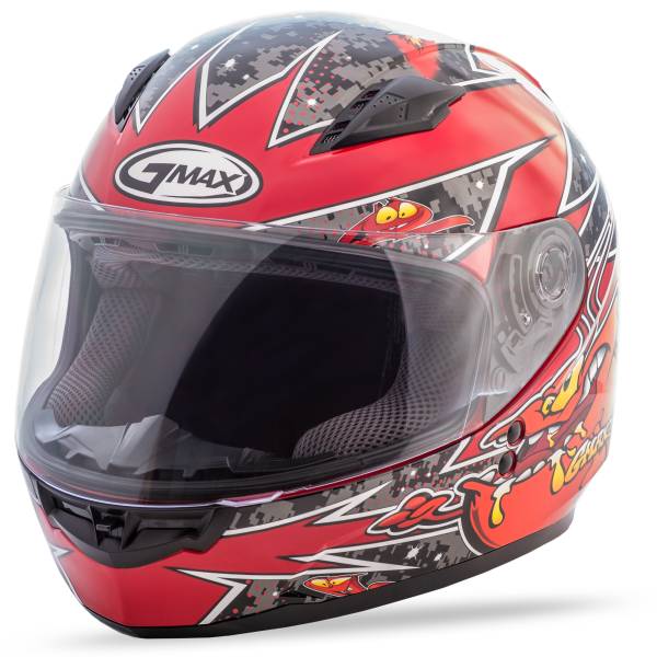 GMAX - YOUTH GM-49Y FULL-FACE ALIEN HELMET BLACK/RED YL - Image 1