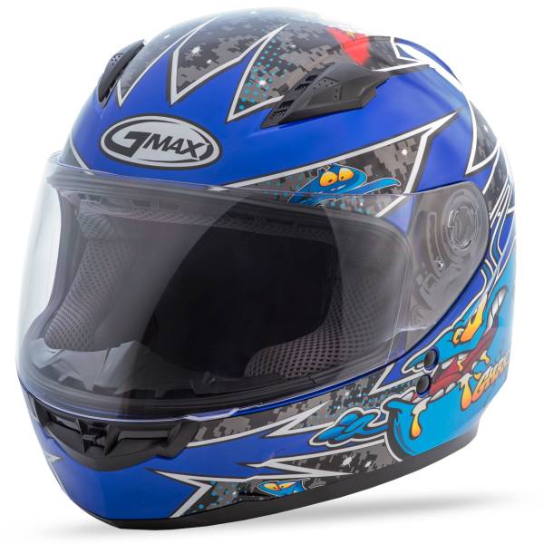 GMAX - YOUTH GM-49Y FULL-FACE ALIEN HELMET BLACK/BLUE YL - Image 1