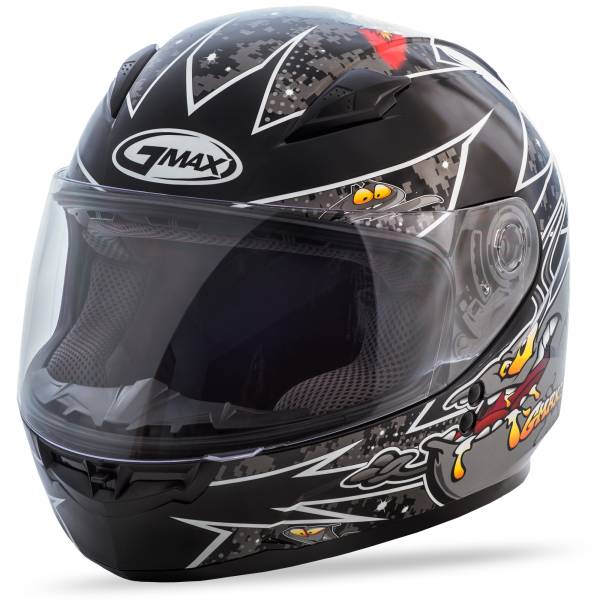 GMAX - YOUTH GM-49Y FULL-FACE ALIEN HELMET BLACK/SILVER YM - Image 1