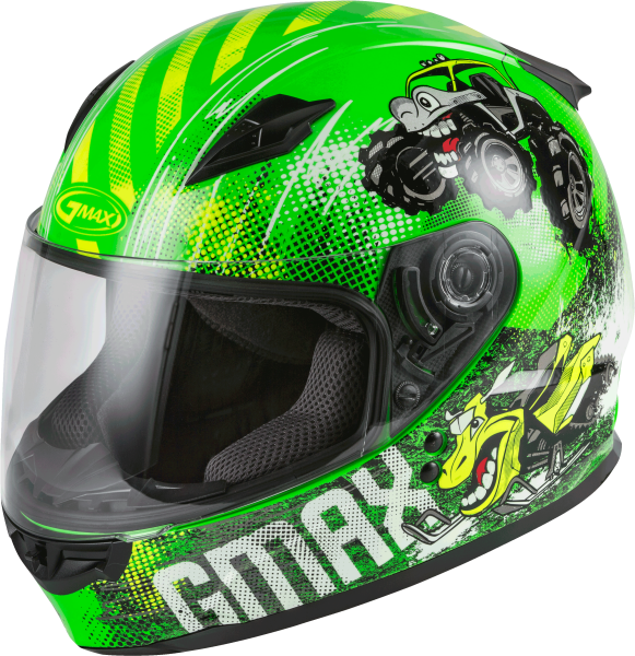 GMAX - YOUTH GM-49Y BEASTS FULL-FACE HELMET NEON GREEN/HI-VIS YL - Image 1