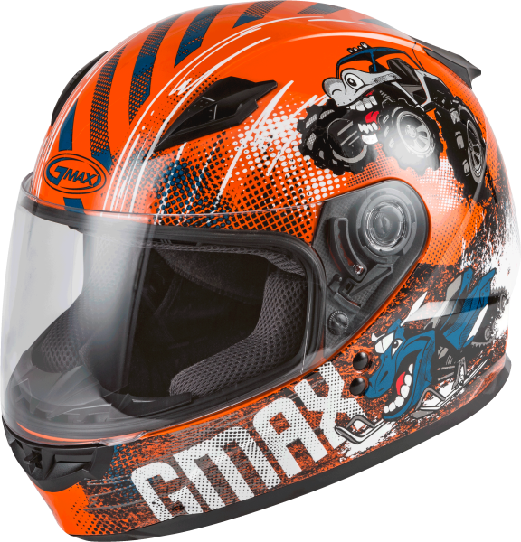 GMAX - YOUTH GM-49Y BEASTS FULL-FACE HELMET ORANGE/BLUE/GREY YL - Image 1