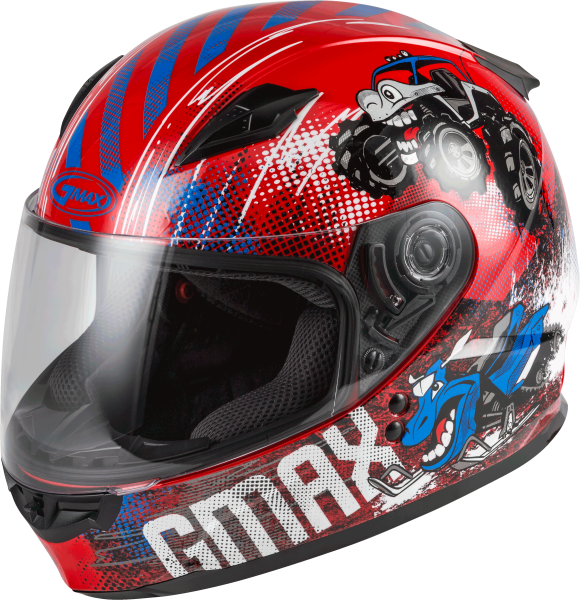 GMAX - YOUTH GM-49Y BEASTS FULL-FACE HELMET RED/BLUE/GREY YL - Image 1