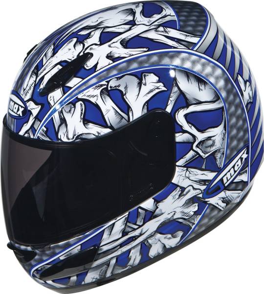 GMAX - GM-48 FULL FACE BONES BLUE/WHITE/SILVER/BLACK XS - Image 1