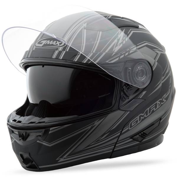 GMAX - GM-64 MODULAR DERK HELMET MATTE BLACK/SILVER 2X - Image 1