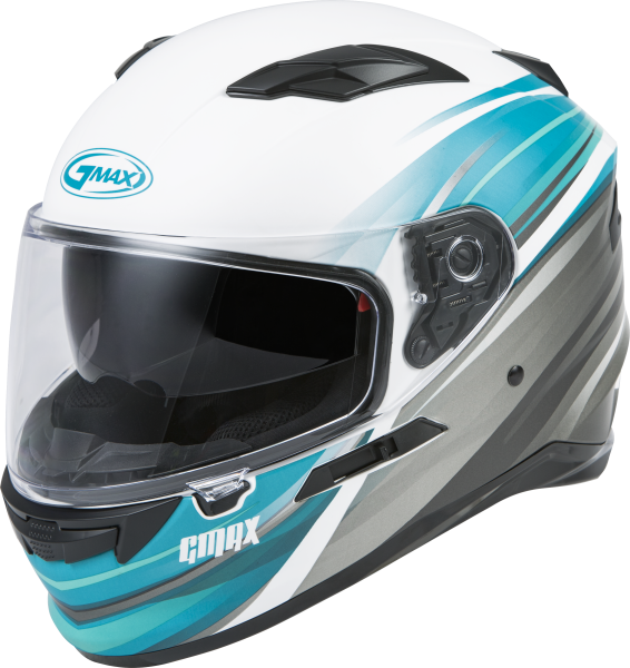 GMAX - FF-98 FULL-FACE OSMOSIS HELMET MATTE WHT/TEAL/GREY LG - Image 1