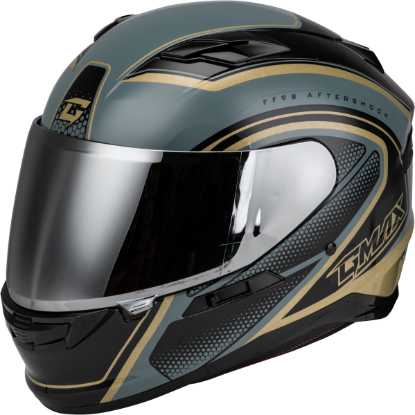 GMAX - FF-98 AFTERSHOCK HELMET GREY/METALLIC GOLD 2X - Image 1