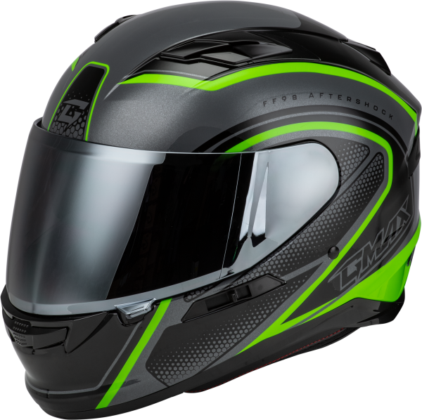 GMAX - FF-98 AFTERSHOCK HELMET GREY/NEON GREEN XS - Image 1