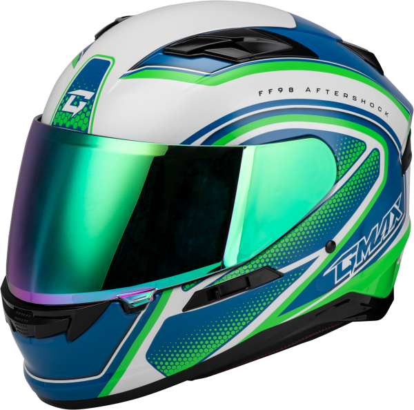 GMAX - FF-98 AFTERSHOCK HELMET WHITE/NEON GREEN XS - Image 1