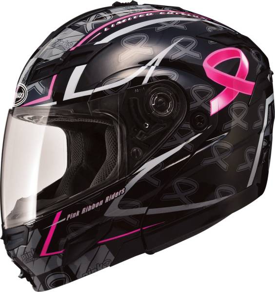 GMAX - GM-54S MODULAR HELMET BLACK/SILVER/PINK RIBBON XS - Image 1