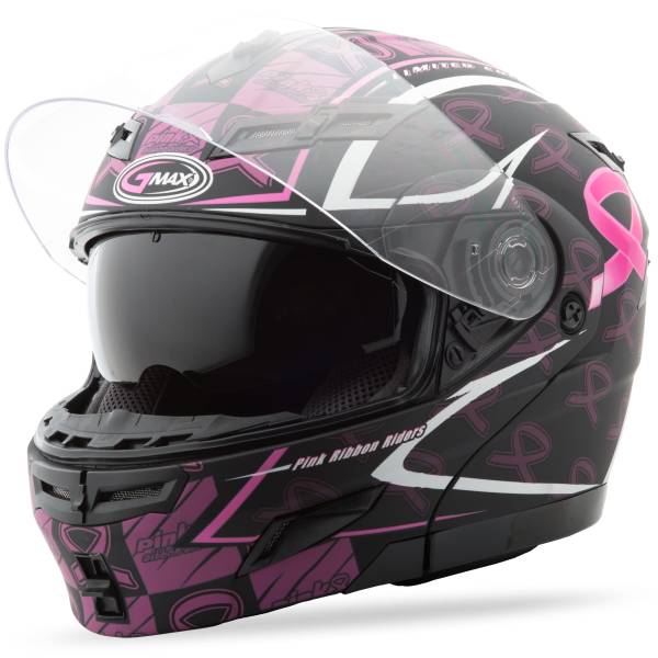 GMAX - GM-54S MODULAR HELMET MATTE BLACK/PINK RIBBON XS - Image 1