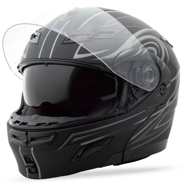 GMAX - GM-54 MODULAR HELMET DERK MATTE BLACK/SILVER 2X - Image 1