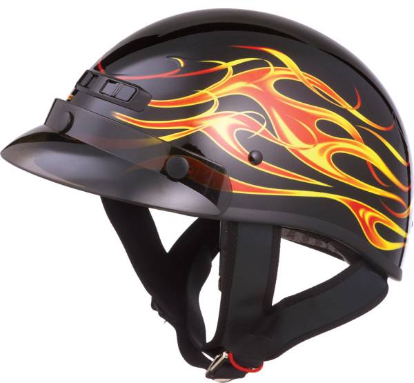 GMAX - GM-35 HALF HELMET - HALF DRESSED RED FLAME XS - Image 1