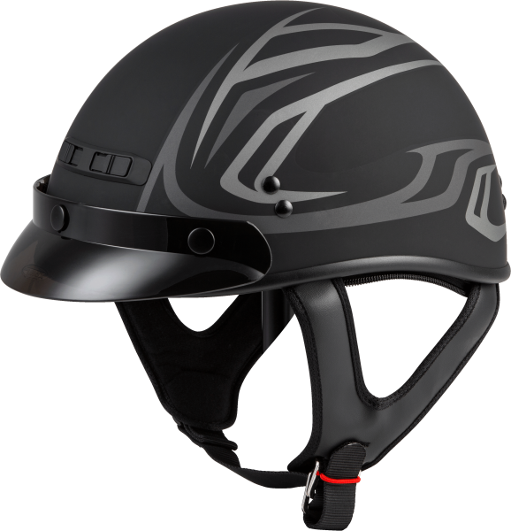 GMAX - GM-35 HALF HELMET FULL DRESSED DERK MATTE BLACK/SILVER 2X - Image 1