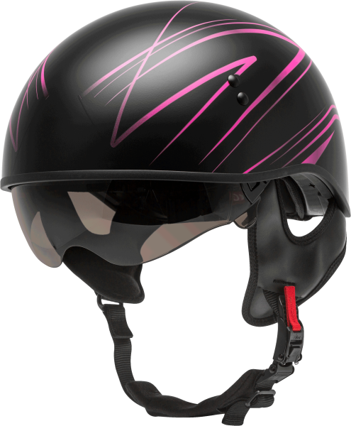 GMAX - HH-65 HALF HELMET TORQUE NAKED MATTE BLACK/PINK LG - Image 1